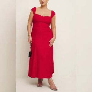 Reformation Cherry Red Bryson Dress SZ 8